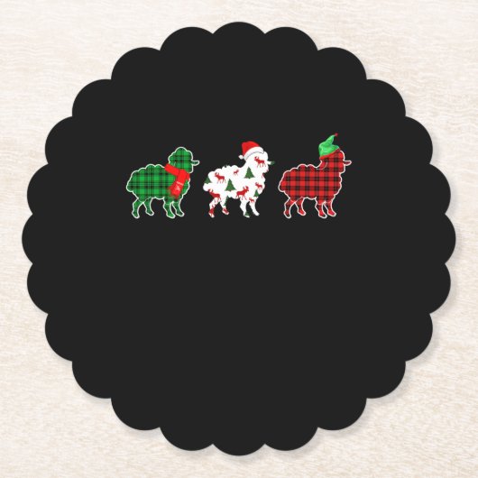 Funny Sheep Xmas Red Pläd Gift Untersetzer (Vorderseite)