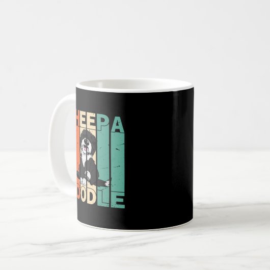 Funny Sheepadoodle schwarze Poodle Retro Doodle Lo Kaffeetasse (Vorderseite Links)