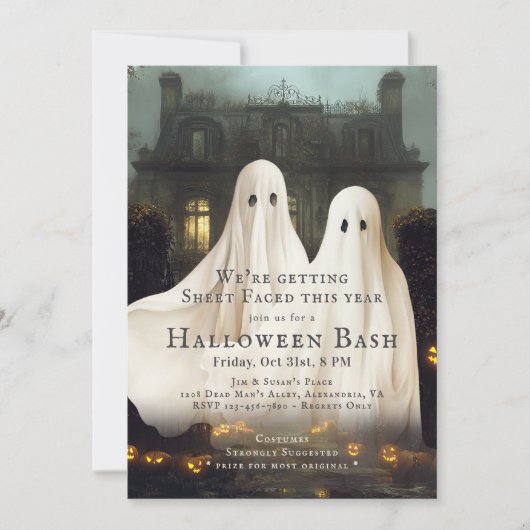 Funny Sheet Faced Ghosts Halloween-Party Einladung (Vorderseite)