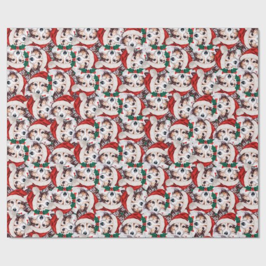 Funny Sheltie Christmas Pattern Geschenkpapier (Flach)