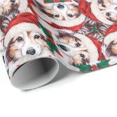 Funny Sheltie Christmas Pattern Geschenkpapier (Rolleneckpunkt)