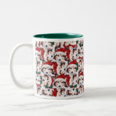 Funny Sheltie Christmas Pattern Zweifarbige Tasse (Links)
