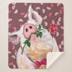 Funny Sherpa Blanket mit Gentleman Pig Sherpadecke