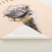 Funny Sherpa Blanket mit Happy Ostrich - Lächeln Sherpadecke (3/4)