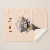 Funny Sherpa Blanket mit Happy Ostrich - Lächeln Sherpadecke (Vorderseite (Horizontal))