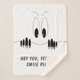 Funny Sherpa Blanket mit Neugier Augen - Lächeln Sherpadecke
