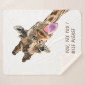 Funny Sherpa Blanket mit spielerischer Giraffe - L Sherpadecke (Vorderseite (Horizontal))