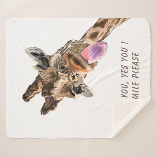 Funny Sherpa Blanket mit spielerischer Giraffe - L Sherpadecke (Vorderseite (Horizontal))