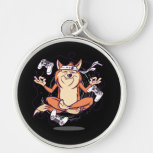 Funny Shiba Inu Dog Yoga Gamer Schlüsselanhänger