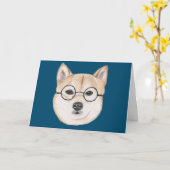 Funny Shiba Inu Hund mit Oversized Glasses Karte (Gelbe Blume)