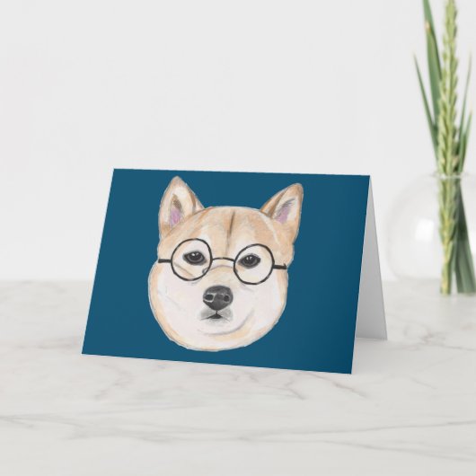 Funny Shiba Inu Hund mit Oversized Glasses Karte (Vorderseite)