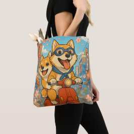 Funny Shiba Inu Riding Tasche