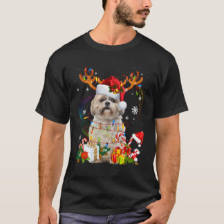 Funny Shih Tzu Christmas Reindeer Weihnachtslicht T-Shirt