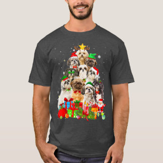 Funny Shih Tzu Christmas Tree Lights Welpe Dog T-Shirt