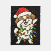 Funny Shih Tzu Dabbing Christmas Lights Xmas Mom D Fleecedecke (Vorderseite)