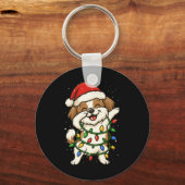 Funny Shih Tzu Dabbing Christmas Lights Xmas Mom D Schlüsselanhänger (Vorderseite)