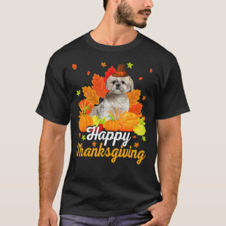 Funny Shih Tzu Dog T-Shirt Happy Thanksgiving Gesc