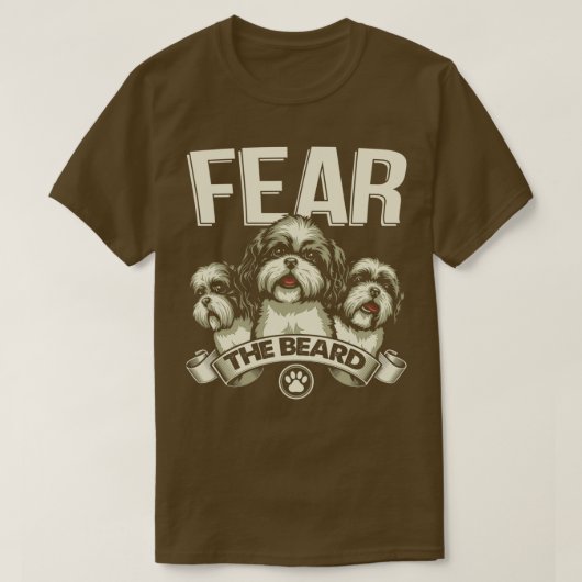 Funny Shih Tzu fürchtet den Bart T-Shirt (Design vorne)