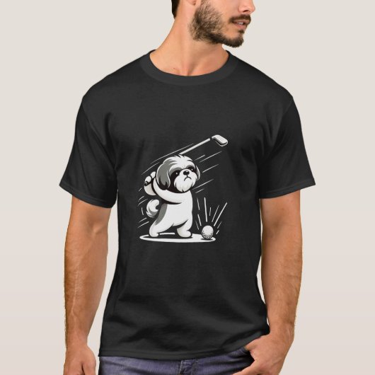 Funny Shih Tzu Golf Dog Welpe Männer's Dog Lover G T-Shirt (Vorderseite)