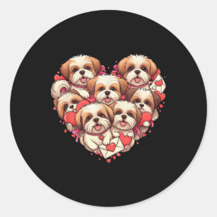 Funny Shih Tzu Heart Valentine Shih Tzu Womens Men Runder Aufkleber