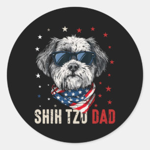 Funny Shih Tzu Vater Usa Stars 4. Juli Väter D Runder Aufkleber