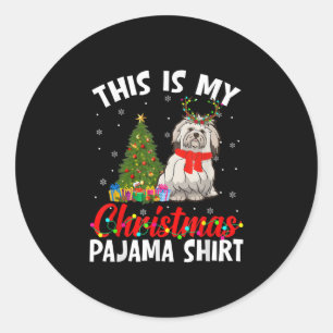 Funny Shih Tzu Xmas Pajama Gift Hund Vater Hund Ma Runder Aufkleber