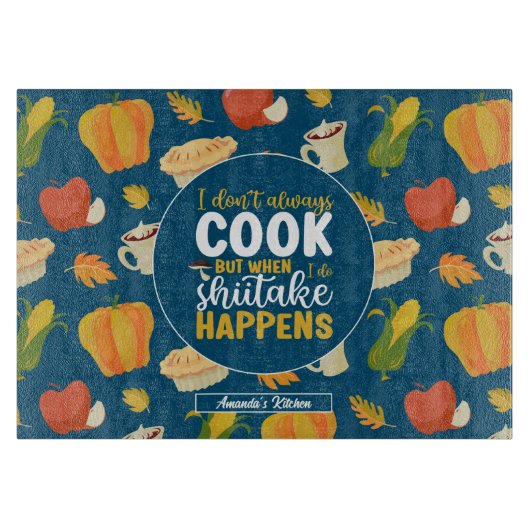 Funny Shiitake Meme Erntedank Herbstmuster Schneidebrett (Vorderseite)