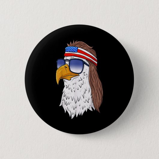 Funny Shirt American Bald Adle Mullet 4. Juli Button (Vorderseite)