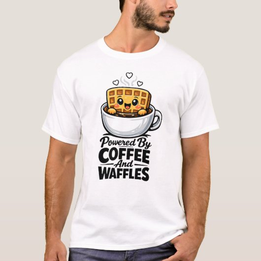 funny Shirt Powered By Coffee And Waffles Tee (Vorderseite)