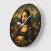 Funny Shocked Mona Lisa Große Wanduhr (Winkel)