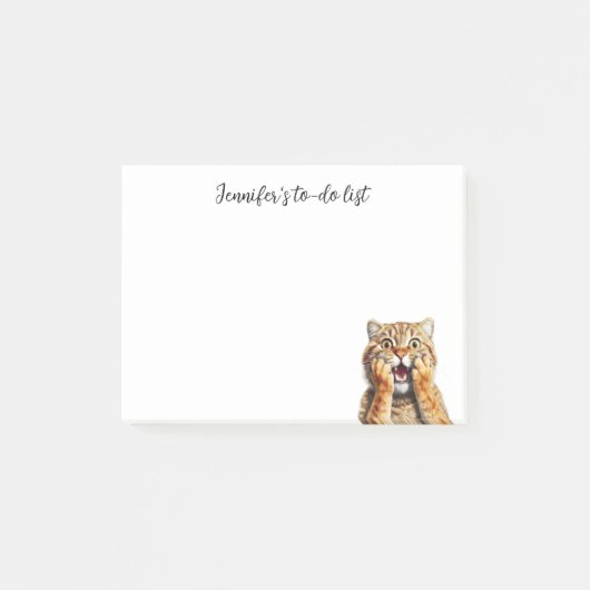FUNNY SHOCKED RED TABBY CAT MIT NAMEN POST-IT KLEBEZETTEL (Vorderseite)