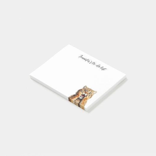 FUNNY SHOCKED RED TABBY CAT MIT NAMEN POST-IT KLEBEZETTEL (angewinkelt)