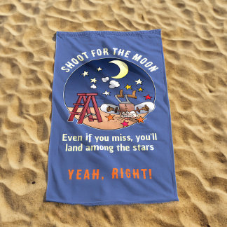 Funny Shoot für den Mond Versagte Cartoon Zitat Strandtuch