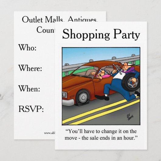 Funny Shopping Exkursionen Einladungen (Vorne/Hinten)