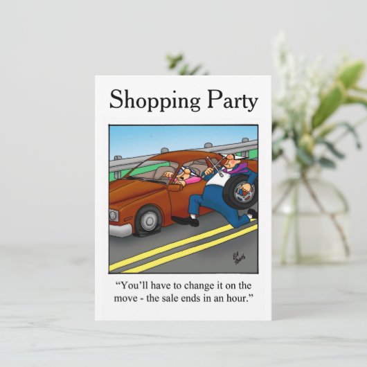 Funny Shopping Exkursionen Einladungen (Stehend Vorderseite)