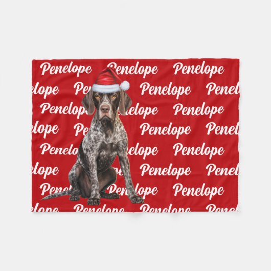 Funny Shorthair Pointer Dog Name Muster Weihnachte Fleecedecke (Vorderseite (Horizontal))