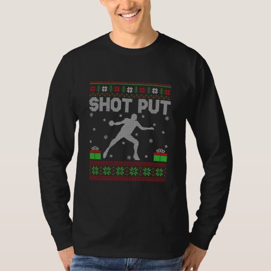 Funny Shot setzen Sport Lover Xmas Ugly Shot Put T-Shirt (Vorderseite)