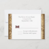 Funny Shotgun Wedding Brown Damask RSVP Cards Karte (Rückseite)