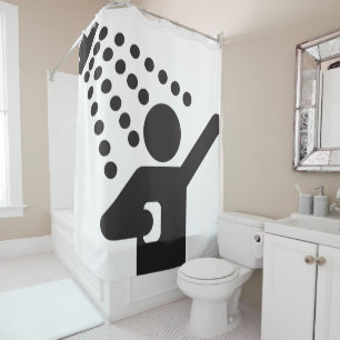 Funny Shower Symbol Man Duschvorhang