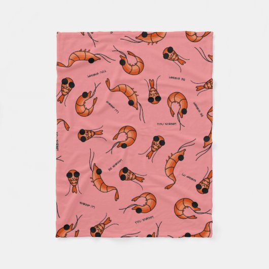 Funny Shrimp Kawaii Fleece Decke (Vorderseite)