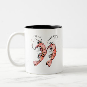 Funny Shrimps, "Shrimps the best" rosa Garnelen Ar Zweifarbige Tasse