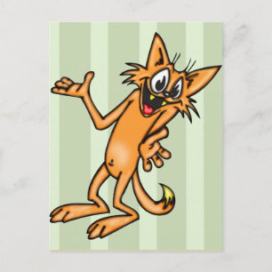 Funny Shrugging Cartoon Cat Postkarte