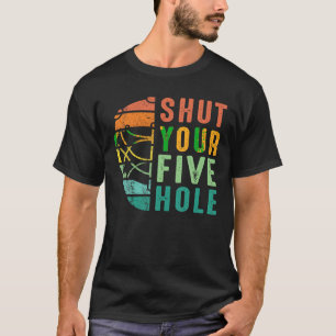 Funny Shut Ihre fünf Hole Retro Vintage Eishockey T-Shirt