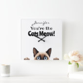 Funny Siamese Cam Wall Clock Quadratische Wanduhr (Zuhause)