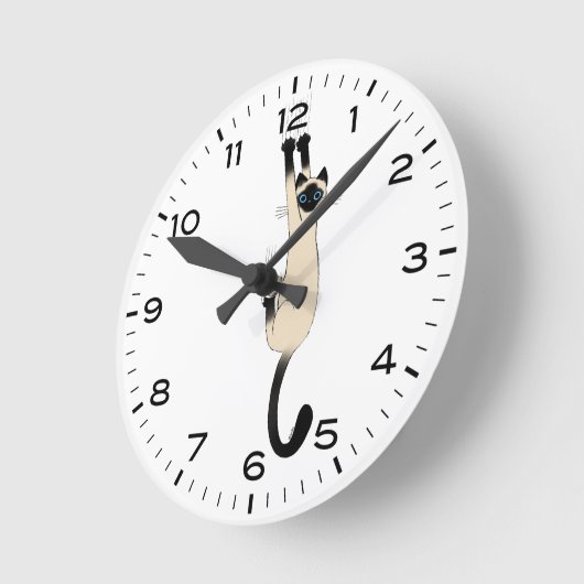 Funny Siamese Cat Hangon Runde Wanduhr (Winkel)