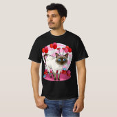 Funny Siamese Cat Heart Valentine Day Gift  T-Shirt (Vorne ganz)