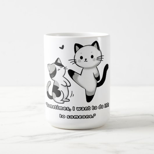 Funny Siamese Cat Kick Illustration Kaffeetasse (Mittel)