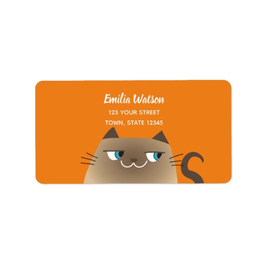 Funny Siamese Cat Rücksendeadresse Adressaufkleber (Vorne)