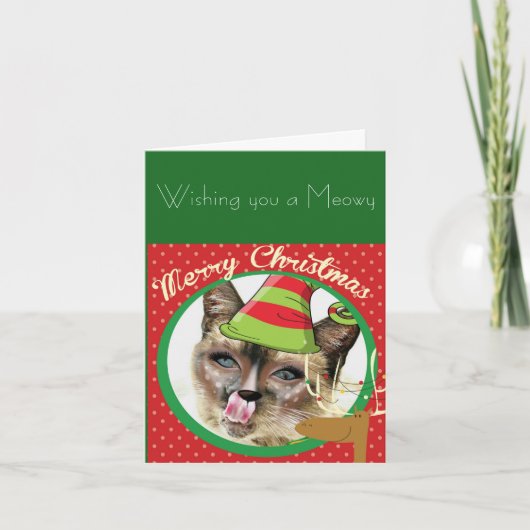 Funny Siamese Cat Weihnachtskarte Feiertagskarte (Vorderseite)