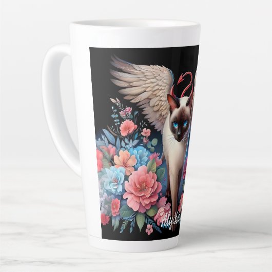 Funny Siamese Demon and Angel Cat Milchtasse (Linke Ecke)